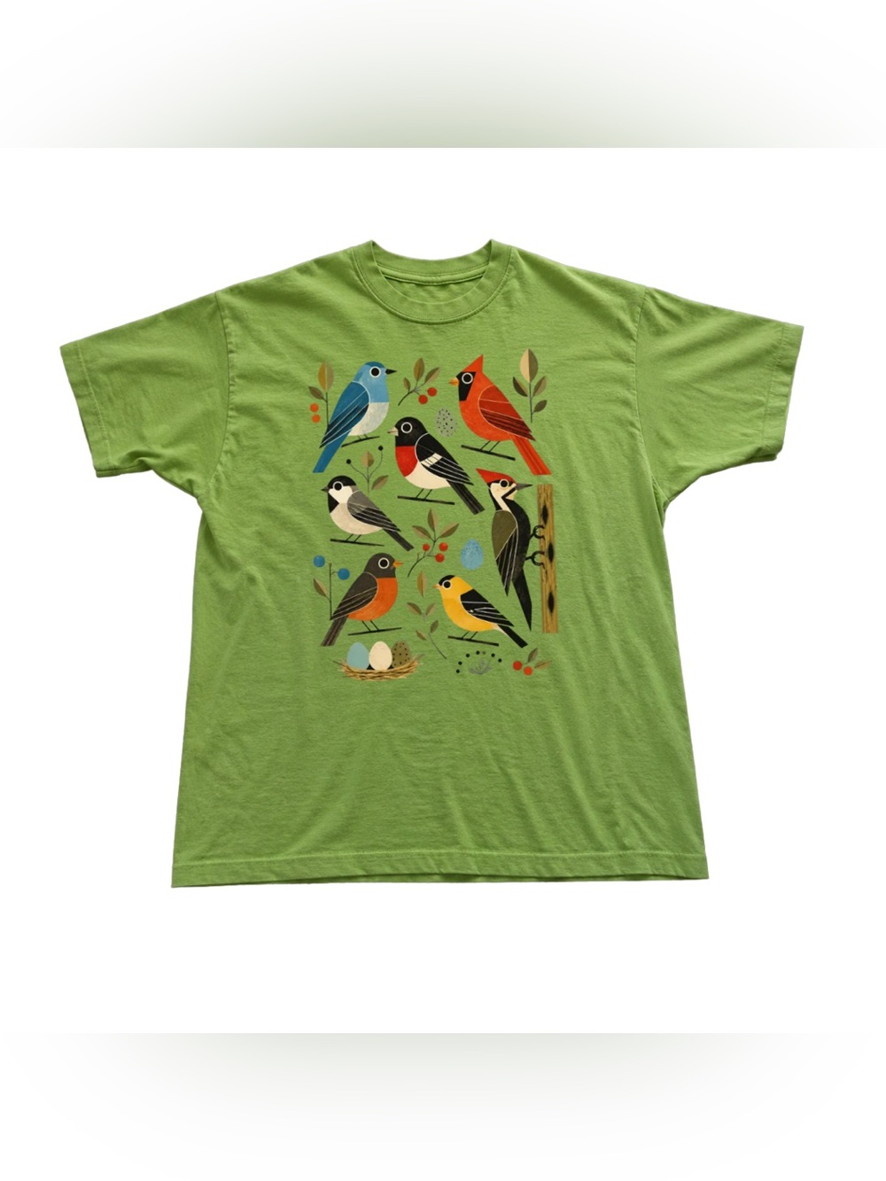 Kiwi Tee with Colorful Bird Illustration